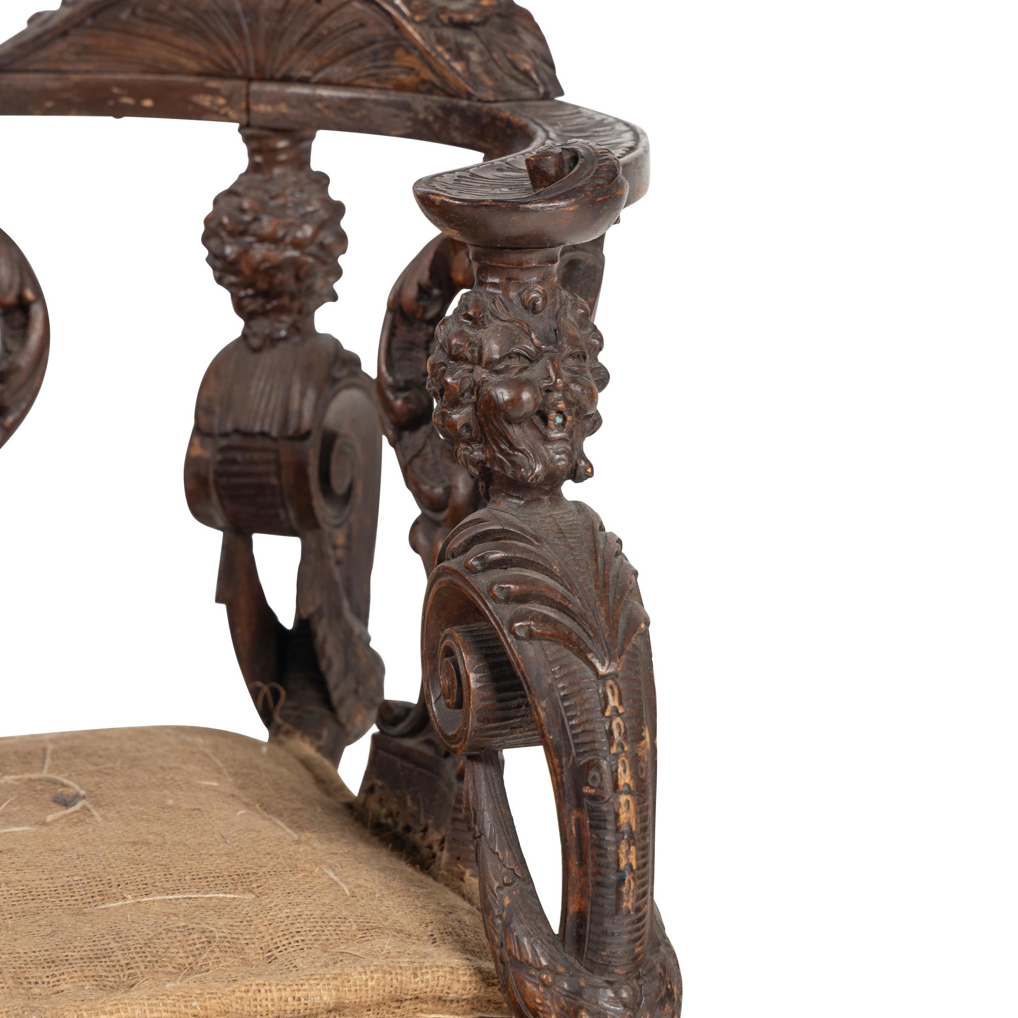 An Italian Carved Walnut Tête-à-Tête