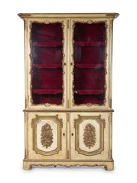 A Venetian Style Painted and Parcel Gilt Bookcase