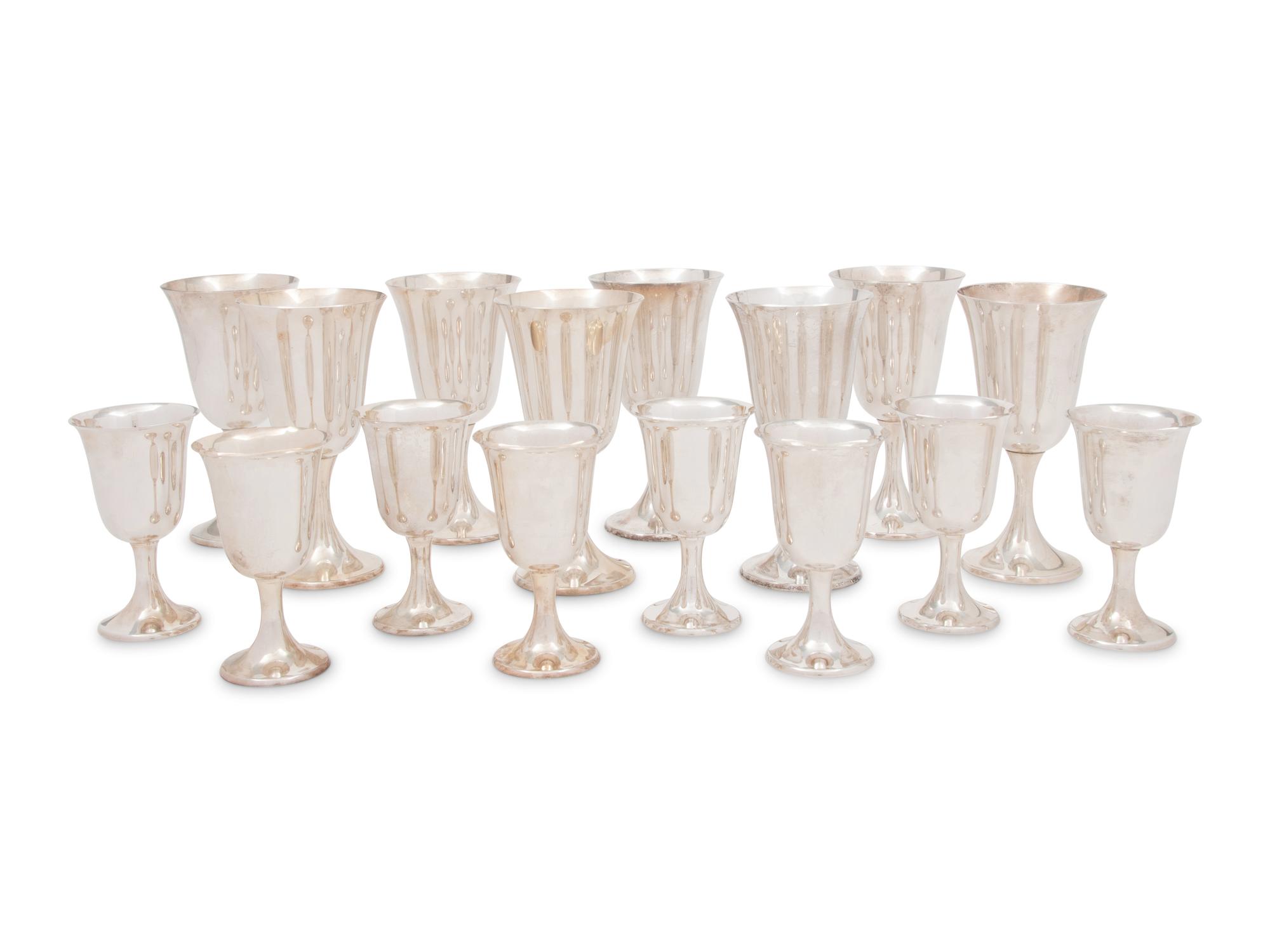 Sixteen American Silver Goblets