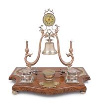 An English Silver-Plate and Oak Desk Stand