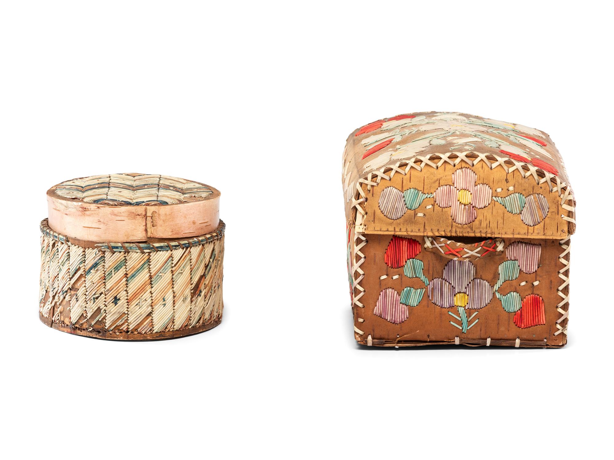 Great Lakes Quilled Birchbark Boxes