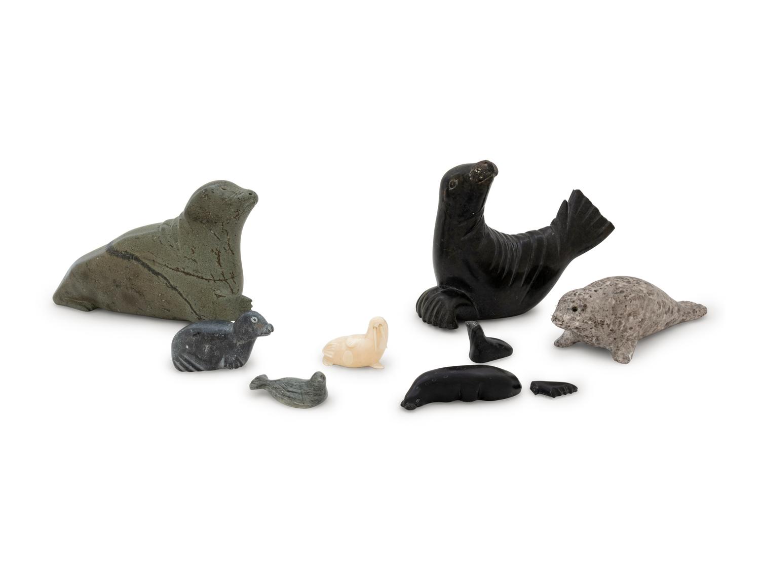 Eight Inuit Carved Stone Figures