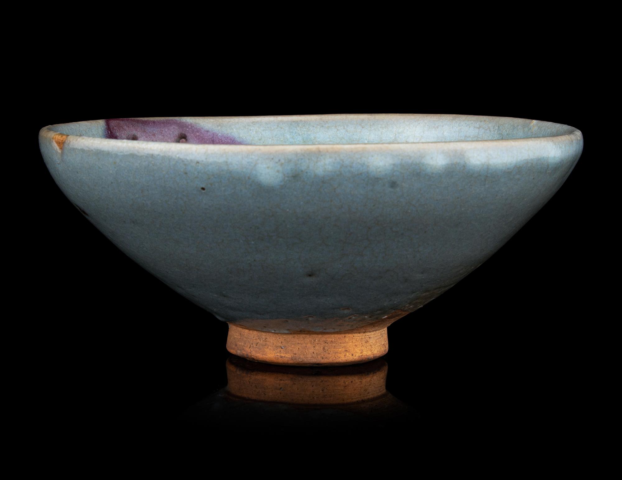 A Large Junyao Purple Splashed Blue Glazed Stoneware Bowl