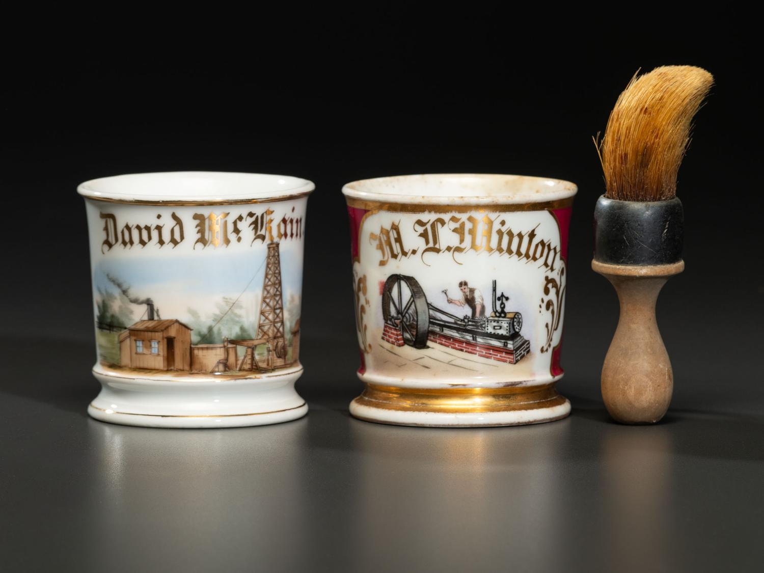 Two Porcelain Occupational Shaving Mugs