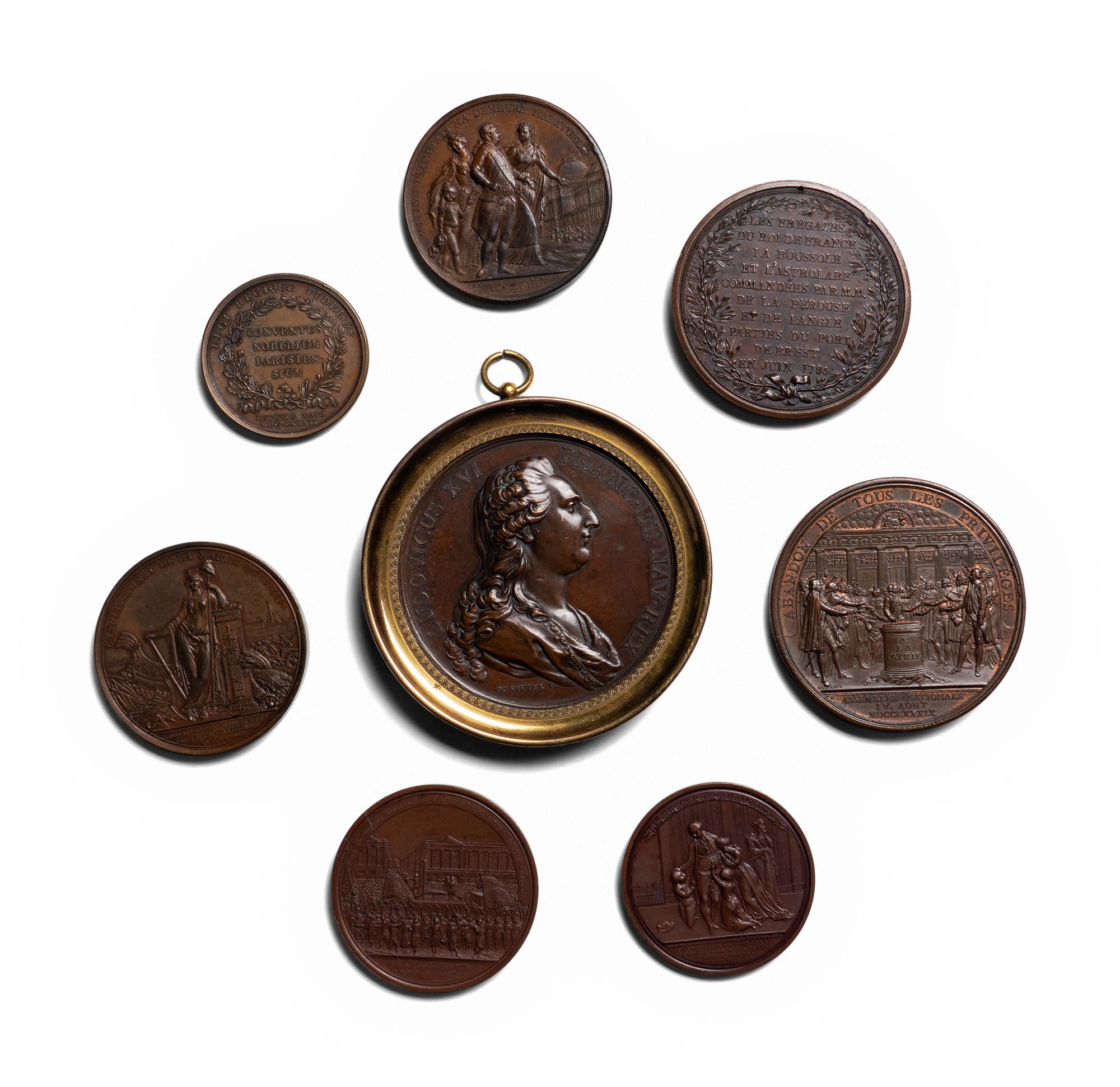 [EXONUMIA] Eight Bronze Medallions Depicting Louis XVI