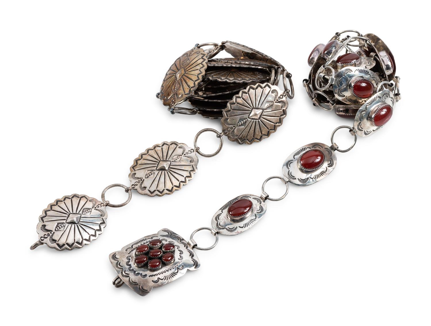 Pair of Navajo Sterling Silver Link Concha Belts