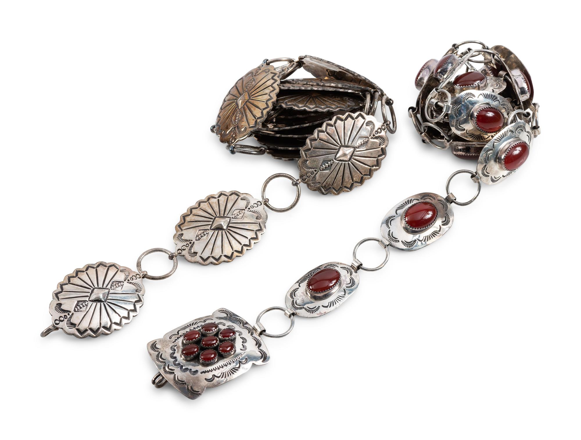 Pair of Navajo Sterling Silver Link Concha Belts