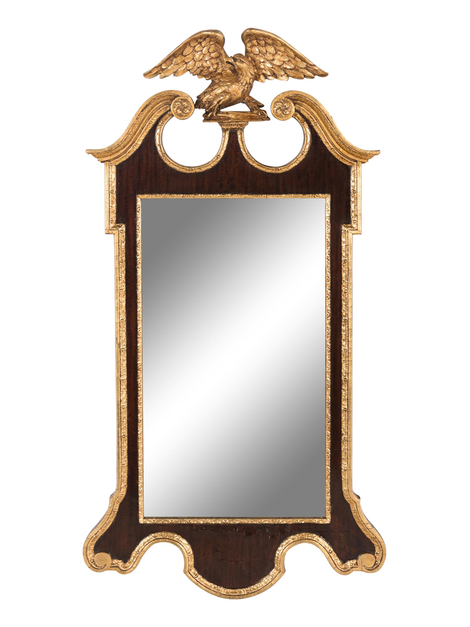 A George III Style Mahogany and Parcel Gilt Mirror