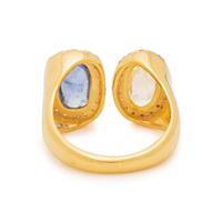 SAPPHIRE, YELLOW SAPPHIRE AND DIAMOND OPEN RING