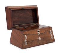 A Regency Mother-of-Pearl Inlaid Rosewood Tea Caddy