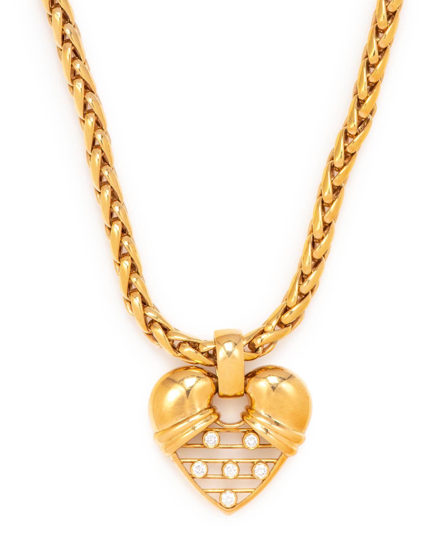 YELLOW GOLD AND DIAMOND HEART PENDANT/NECKLACE
