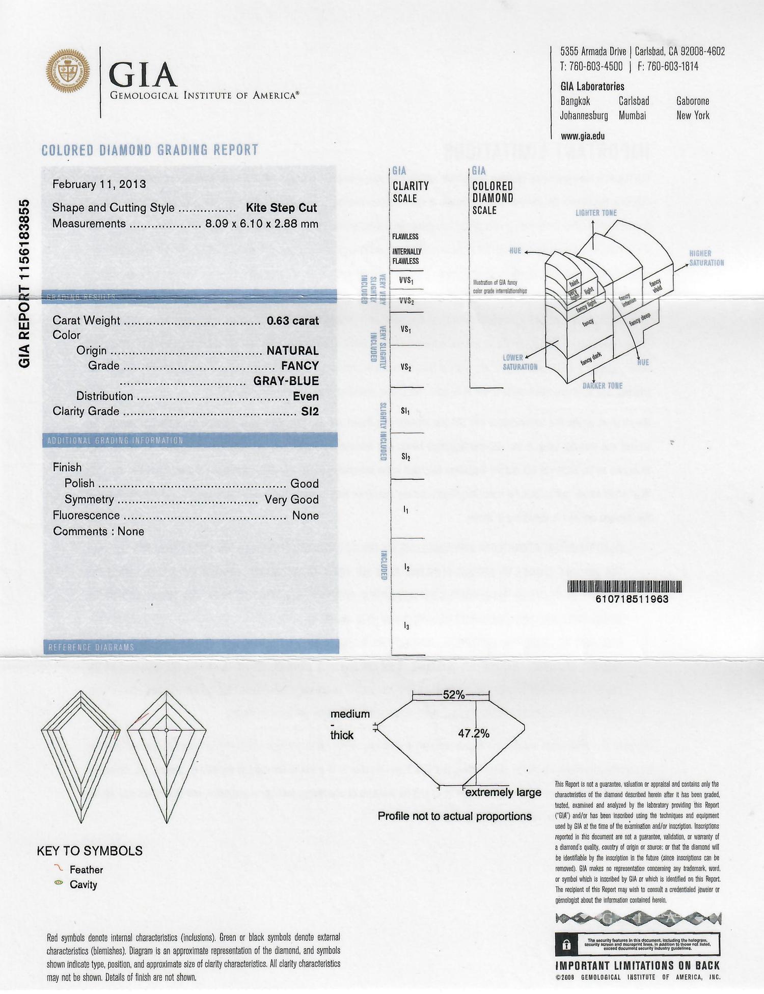 FANCY GRAY-BLUE DIAMOND AND DIAMOND PENDANT