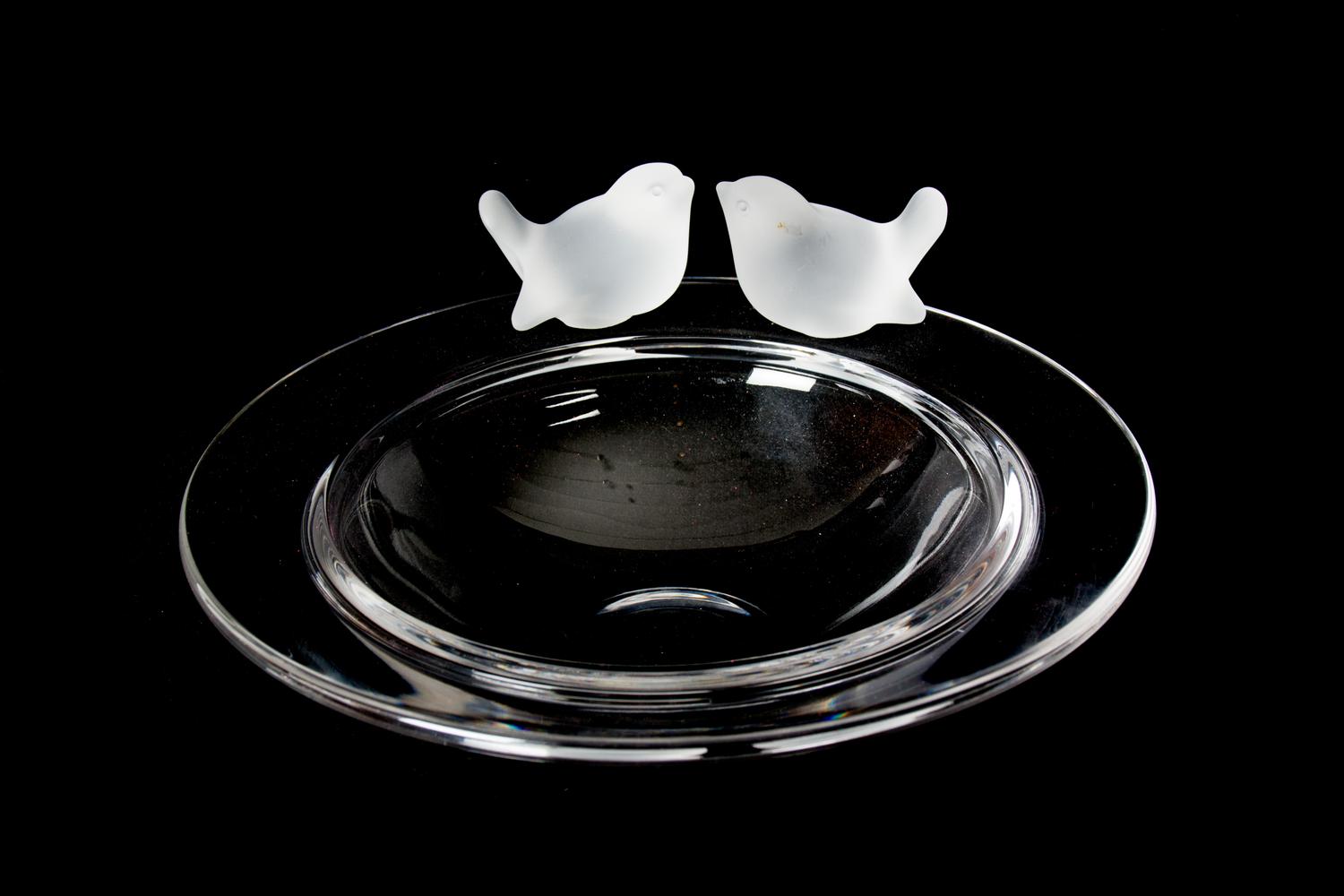 A Clear and Frosted Molded Glass Bowl Diameter 12 inches. — 20TH CENTURY