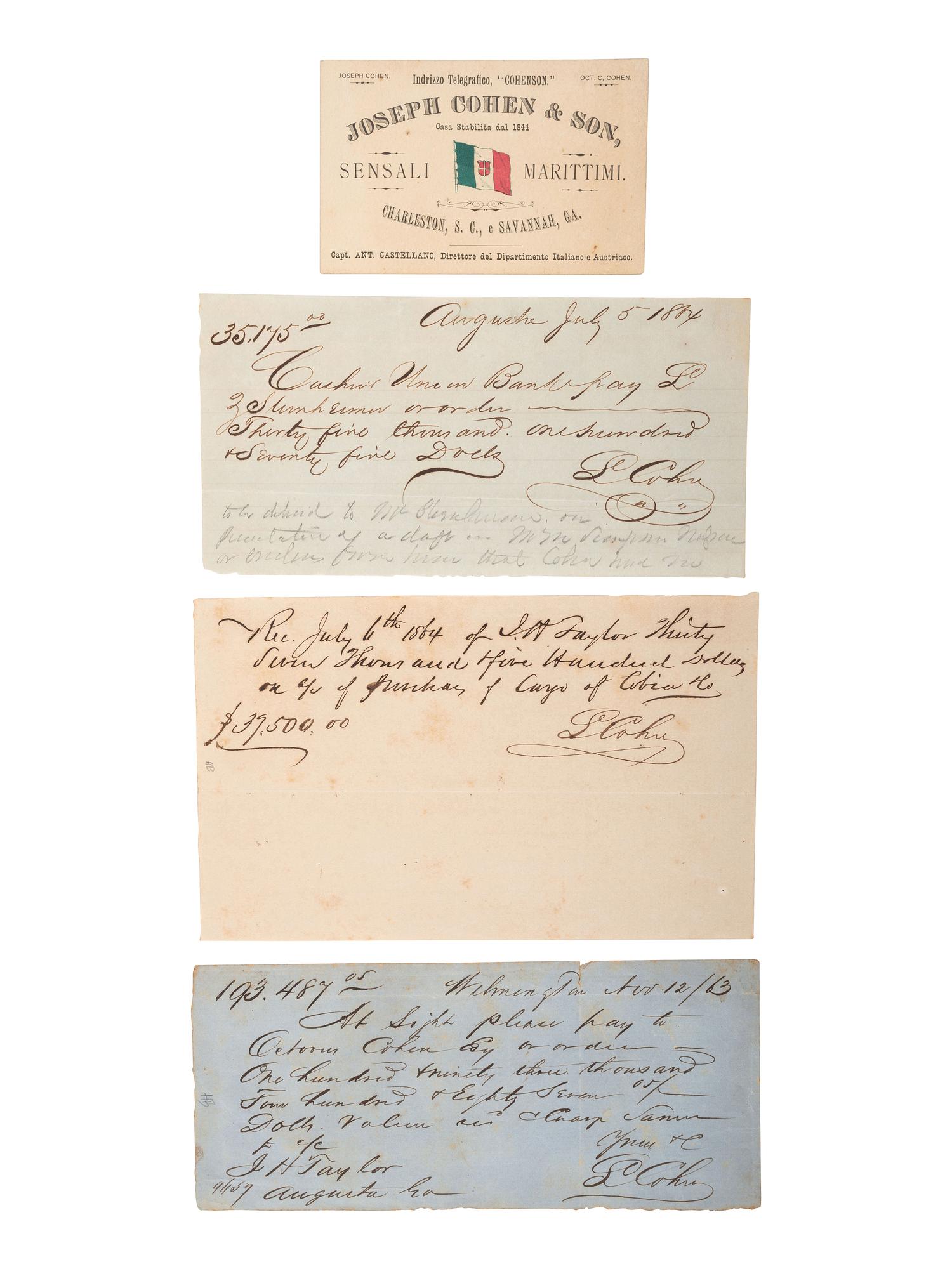 [CIVIL WAR]. A group of 4 items involving Confederate blockade running in South Carolina and Georgia, comprising: