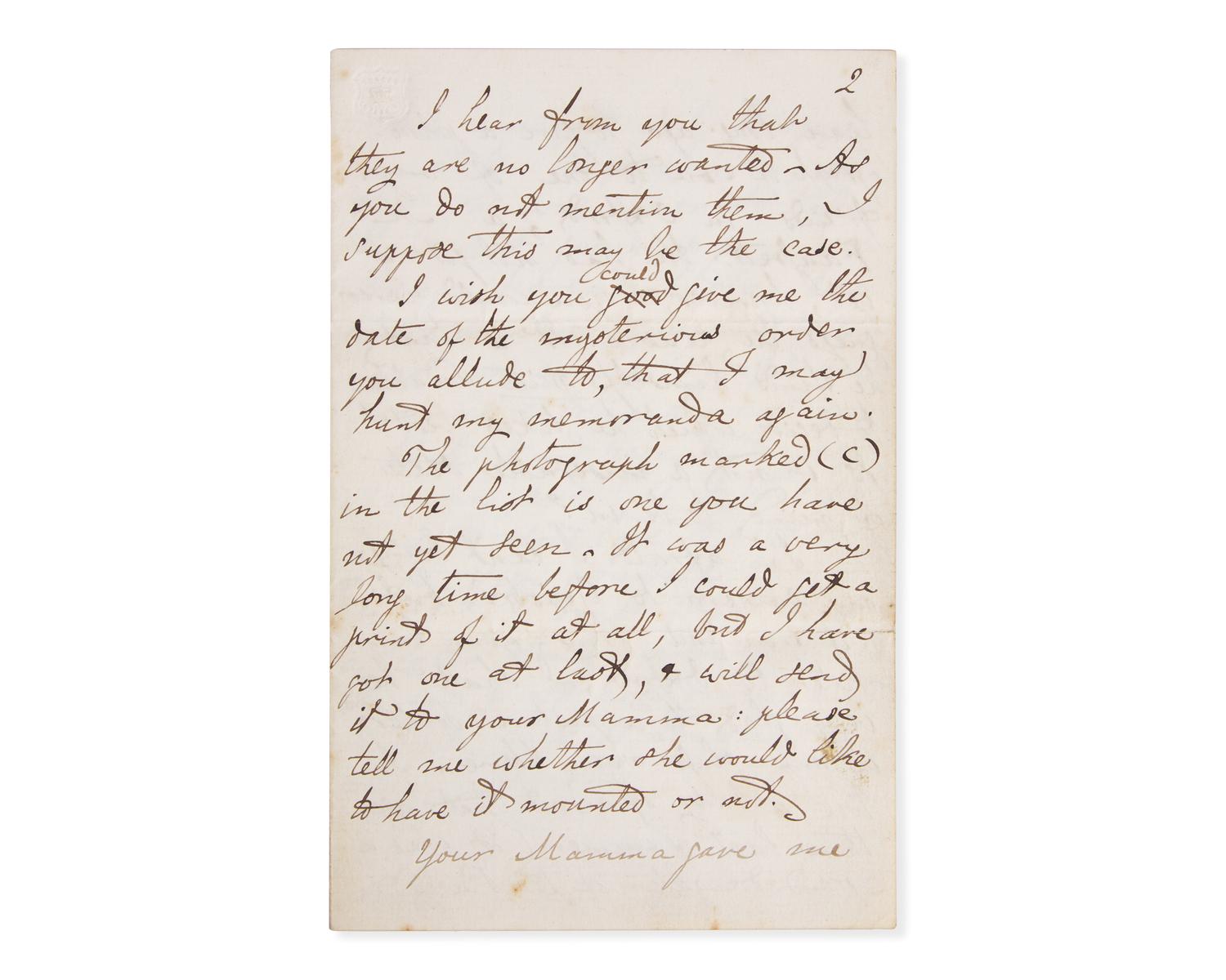Carroll, Lewis (Charles Lutwidge Dodgson). Autograph Letter, signed