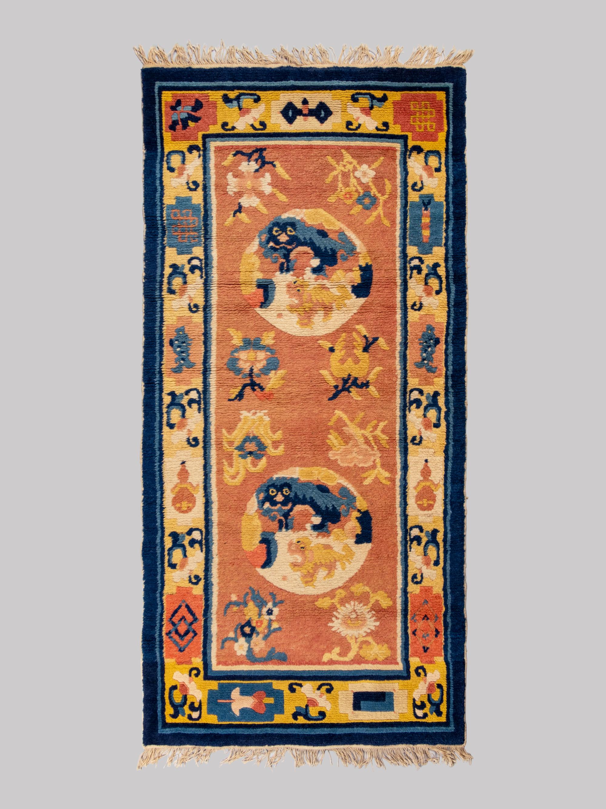 A Ningshia Wool Temple Runner and Two Ningshia Mats