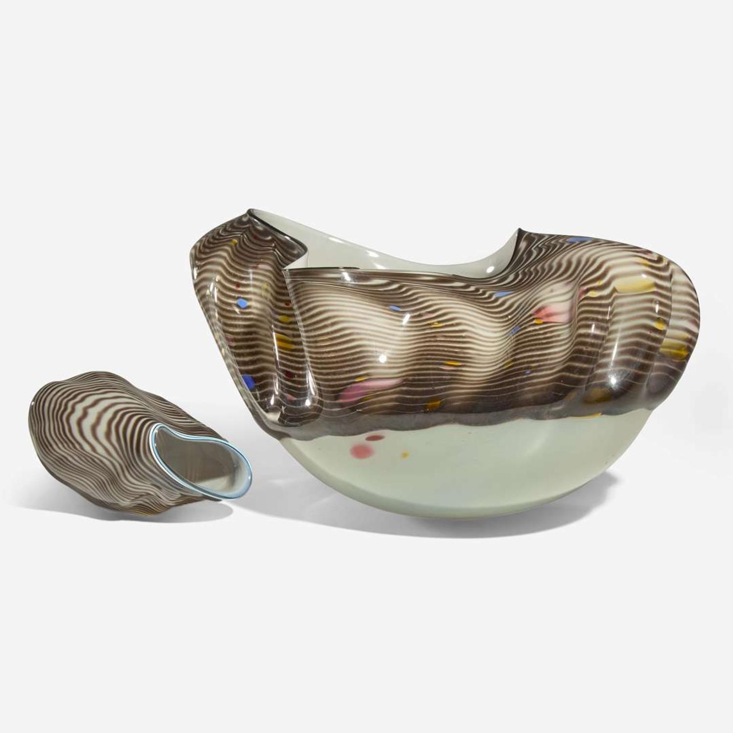 Dale Chihuly (American, b. 1941) Set of Two Black and White Baskets, USA, 1987