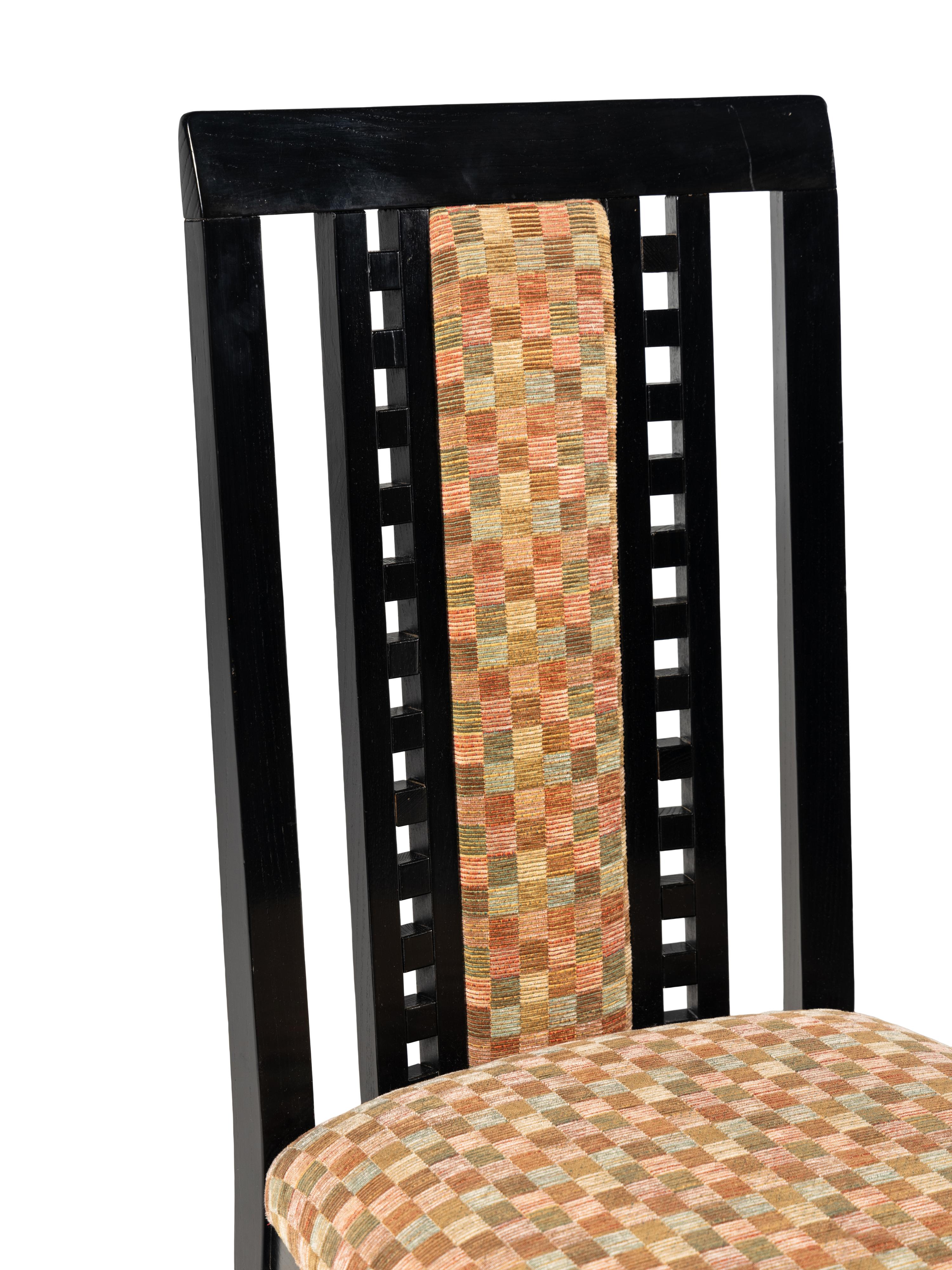 Set of Six Ebonized Side Chairs A. Sibau, Italy