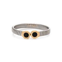 BVLGARI, STEEL, YELLOW GOLD AND ONYX 'TUBOGAS' CUFF BRACELET