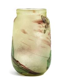 Cameo Glass, attributed to Desire Christian, EARLY 20TH CENTURY, of flattened ovoid form with floral decoration