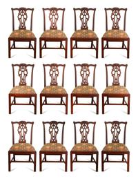 A Set of Twelve George III Style Mahogany Dining Chairs