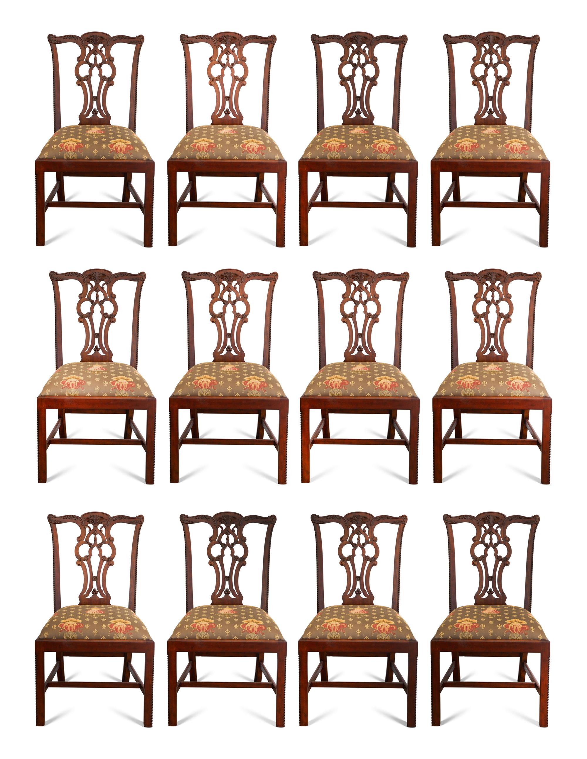 A Set of Twelve George III Style Mahogany Dining Chairs