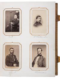 [CIVIL WAR]. BRADY, Mathew, photographer. Exceptional album containing 120 CDVs of Union generals and officers, incl. Joshua Chamberlain and George A. Custer. New York, NY: E. & H.T. Anthony, 1860s.