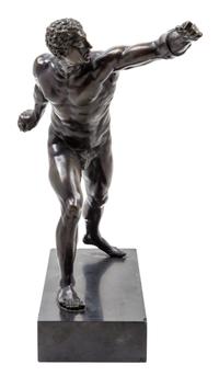 A German Bronze Figure of an Athlete Height overall 20 1/4 inches. — AFTER THE ANTIQUE, CAST BY AKTIEN GESELLSCHAFT GLADENBECK, BERLIN
