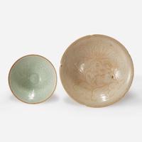 A Vietnamese incised “Peony” bowl, and an incised celadon-glazed “Boys” bowl The first bowl Ly-Tran dynasty 11th-13th century