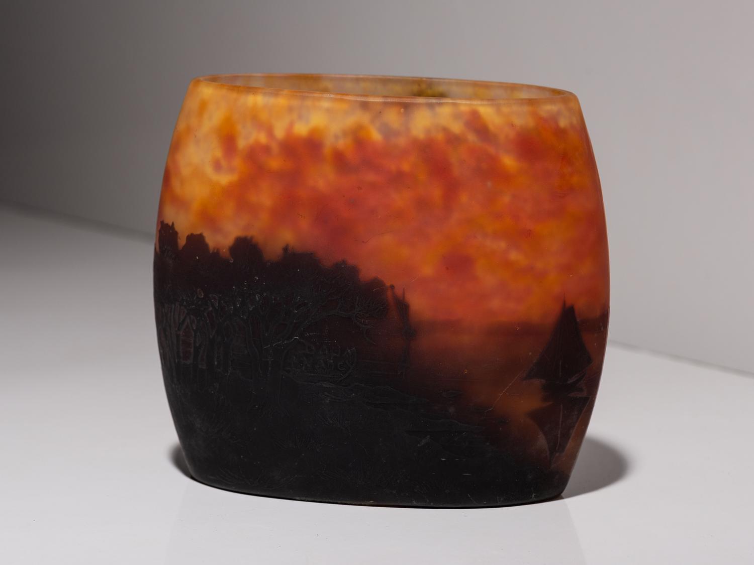 A Daum Cameo Glass Scenic Vase