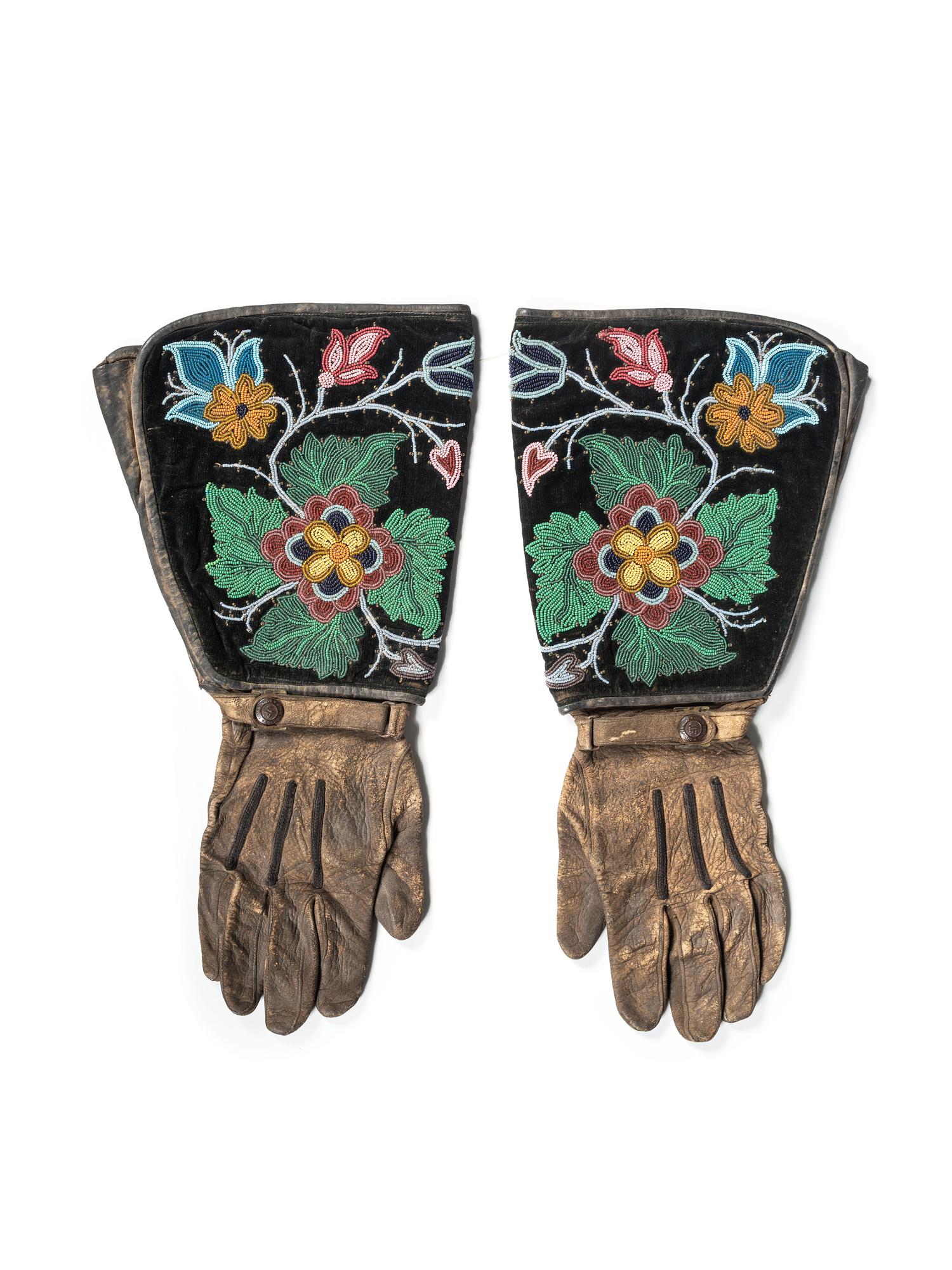 Great Lakes Beaded Hide Shirt and Complementing Gauntlets