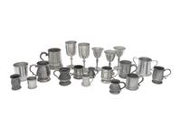 A Collection of Pewter Drinkware and Measures