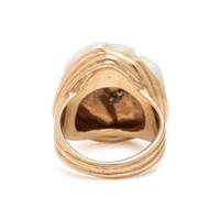 Ruser, Cultured Pearl, Diamond, and Yellow Gold Ring