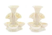 A Pair of Belleek Marine Epergnes Height 7 inches. — SIXTH GREEN MARK (1965-1980)