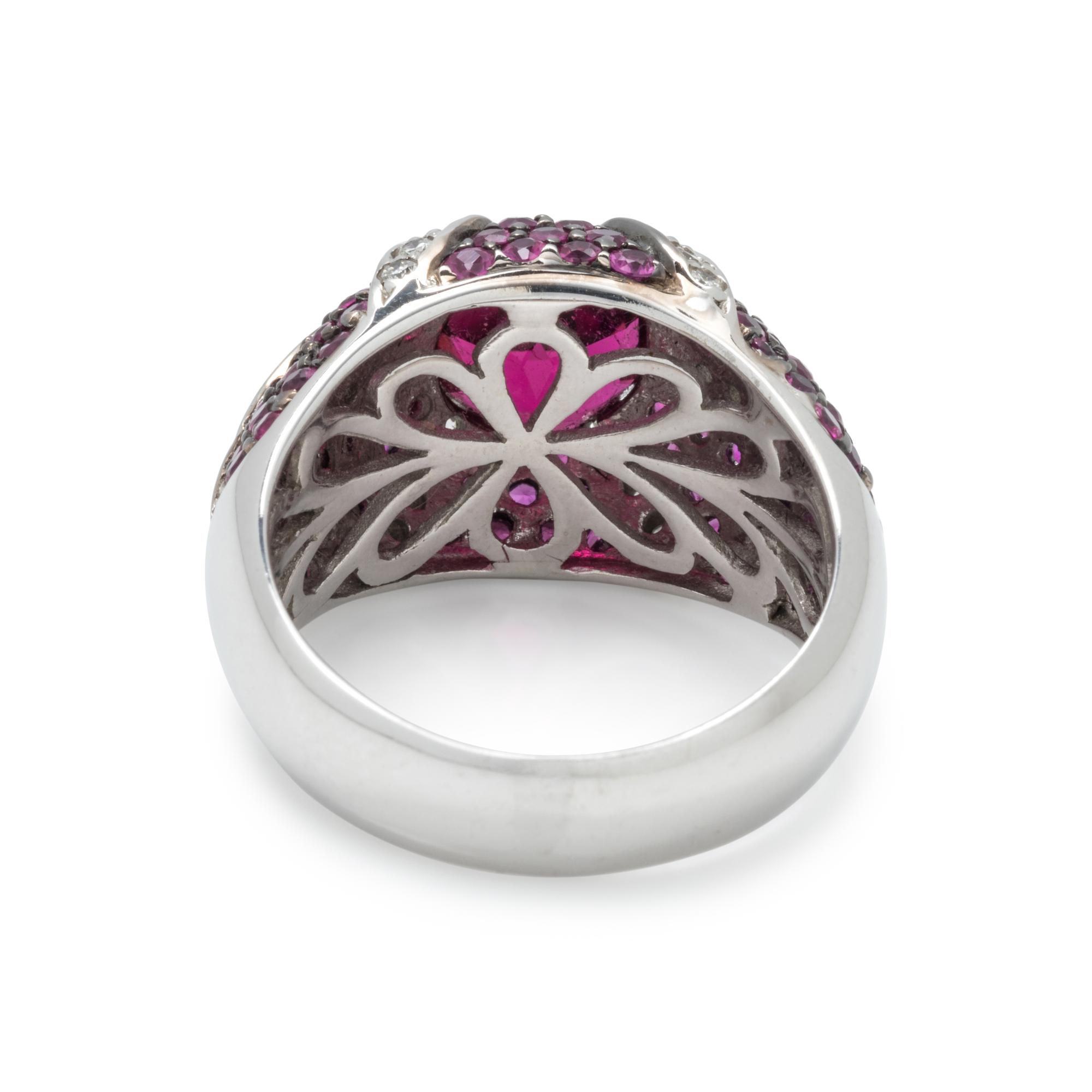 RUBELLITE TOURMALINE, DIAMOND AND PINK SAPPHIRE RING