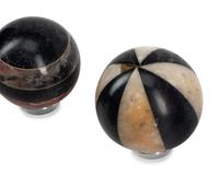 A Set of Twelve Specimen Marble Spherical Ornaments