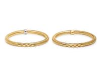 ROBERTO COIN, TWO YELLOW GOLD 'PRIMAVERA' BRACELETS