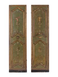 A Pair of Italian Painted and Parcel Gilt Doors