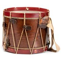 Civil War painted US regulation eagle drum with sticks. Manufactured by C.M. Zimmerman, Philadelphia, PA.