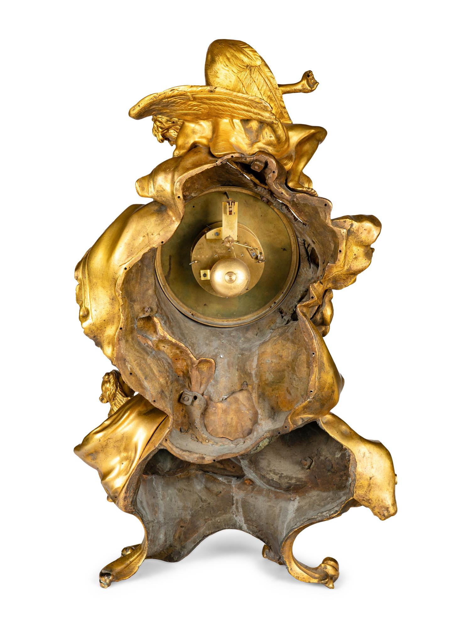 A Louis XV Style Gilt Bronze Clock