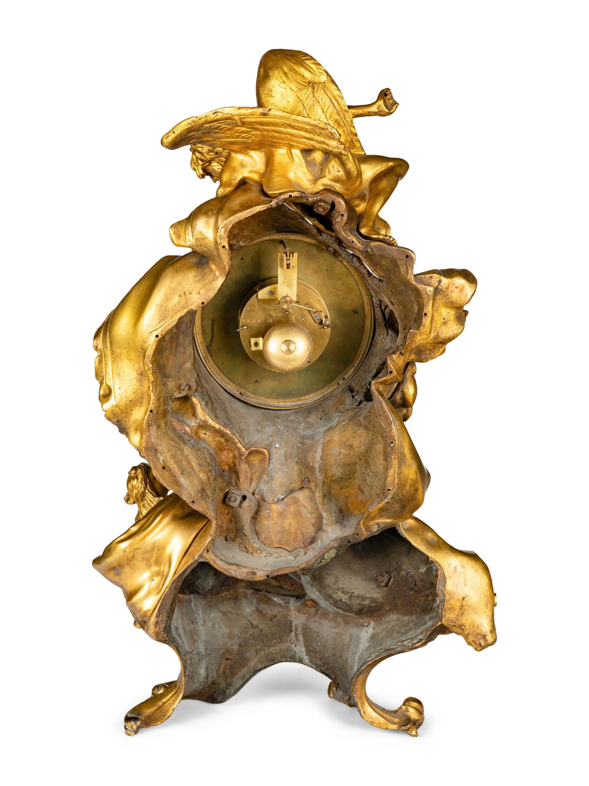 A Louis XV Style Gilt Bronze Clock