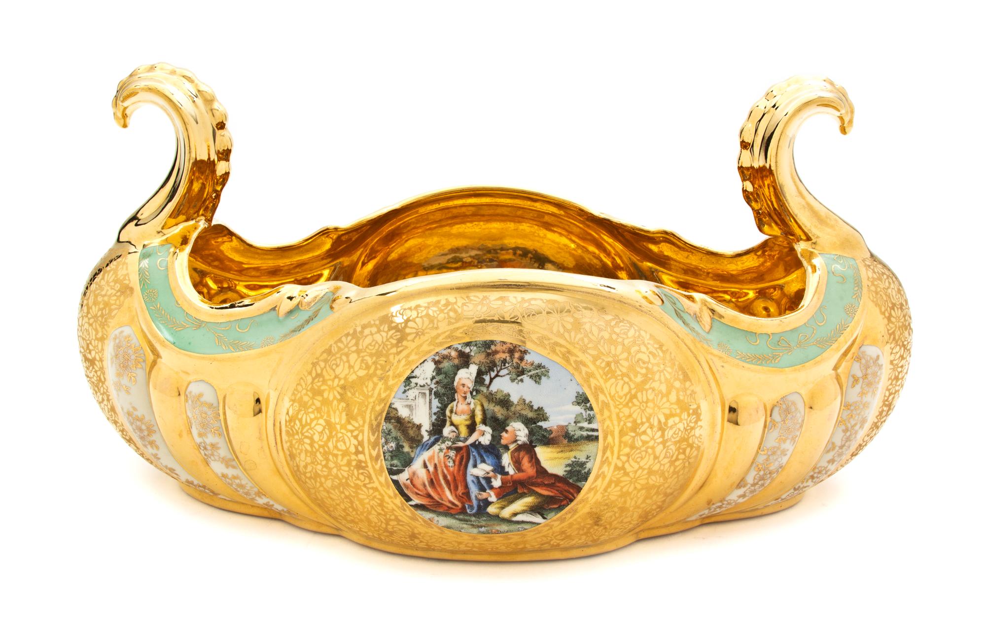 A Royal Vienna Style Porcelain Jardiniere, Width 11 inches.