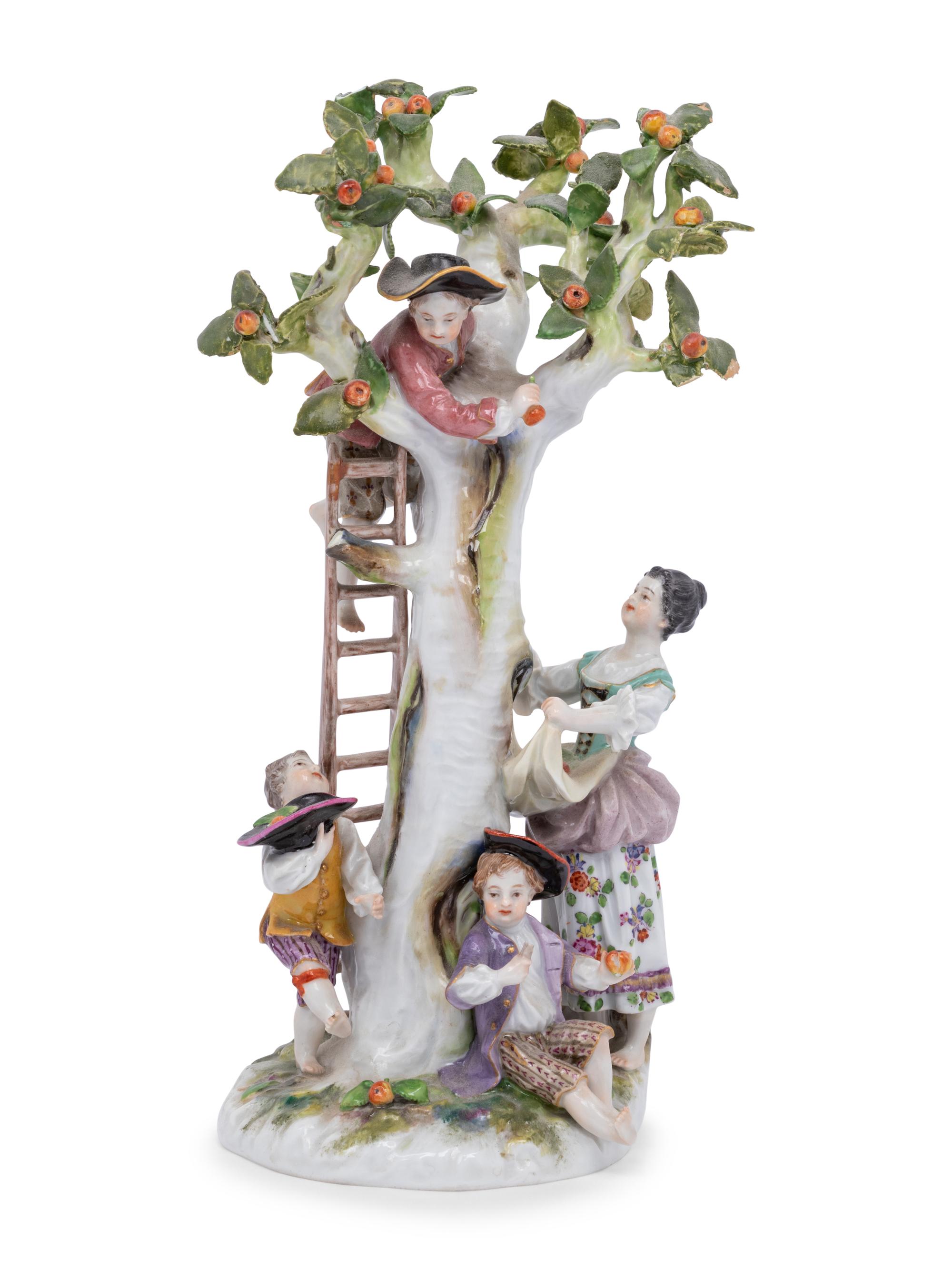 A Meissen Porcelain Group of Figures Around a Tree
