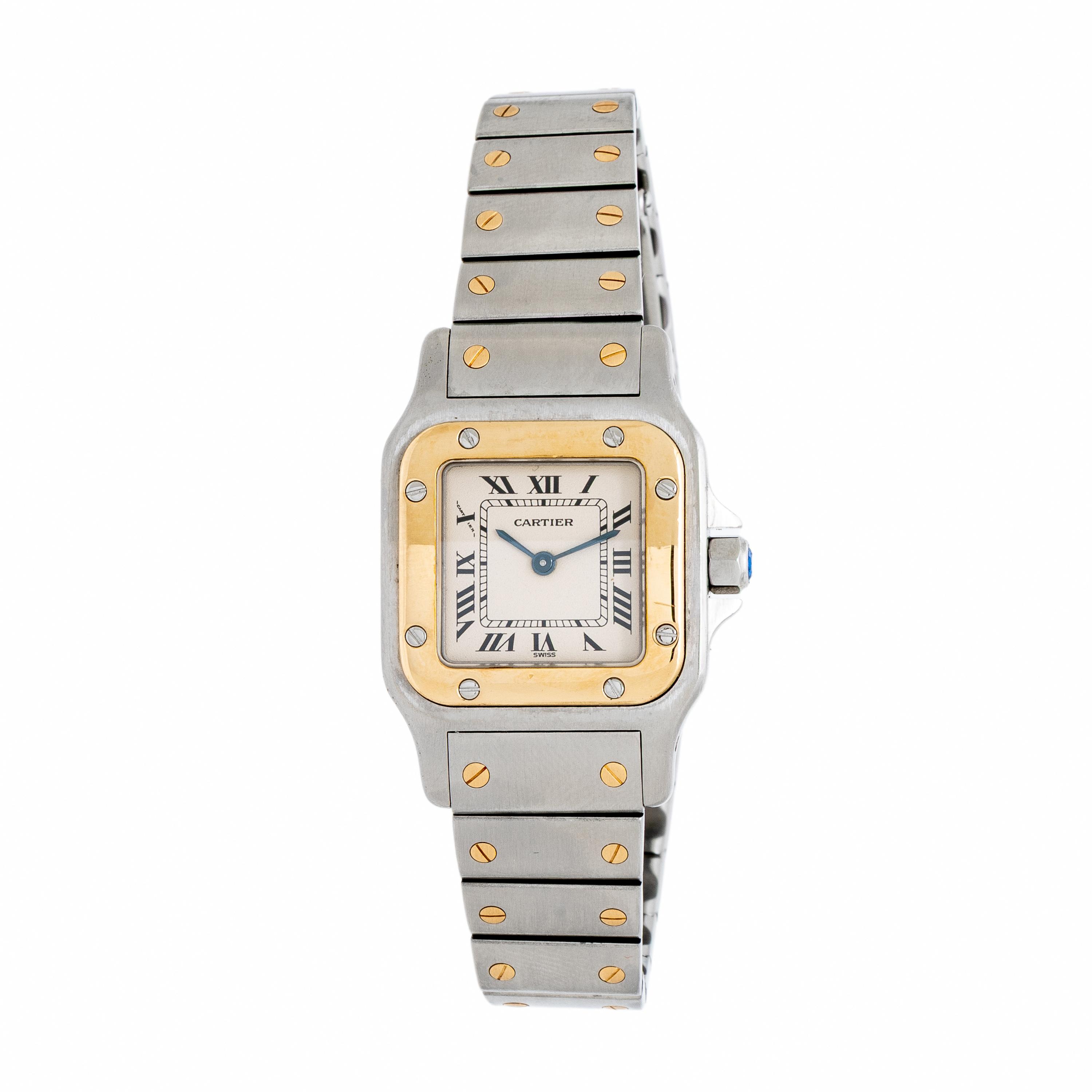 Cartier, Ref. 166930, Steel and Yellow Gold 'Santos Galbée' Watch, with Box & Booklet