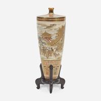 A Japanese Satsuma-type enameled pottery cabinet vase, Shizan Meiji period