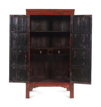 A Chinese Export Red Lacquer Cabinet