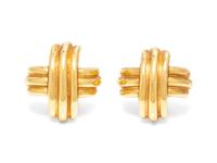 A Pair of 18 Karat Yellow Gold Criss-Cross Earclips, Tiffany & Co.,