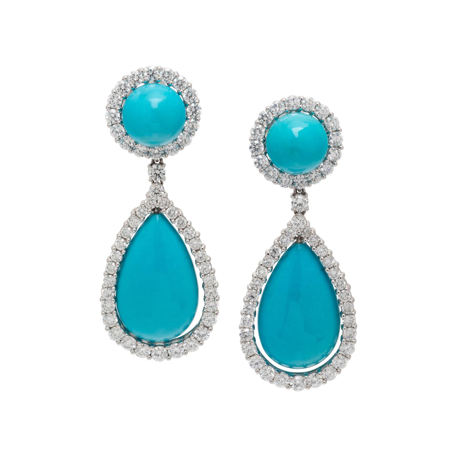 TURQUOISE AND DIAMOND EARRINGS
