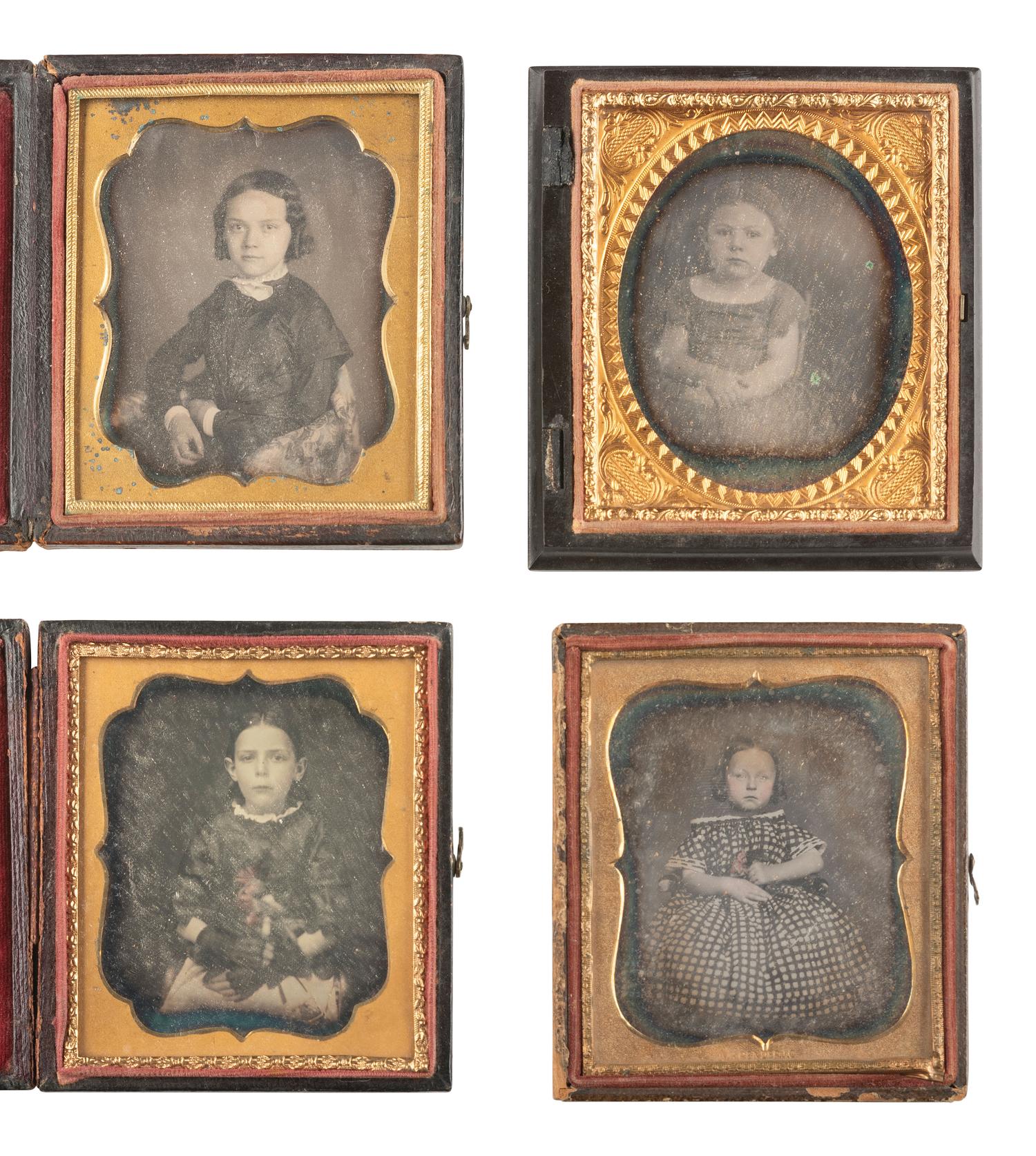 [EARLY PHOTOGRAPHY]. 15 sixth plate daguerreotypes of young girls.