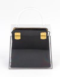 A Salvatore Ferragamo Lucite Top Handle Handbag, 7.75" x 7.75" x 4"; Handle drop: 3".